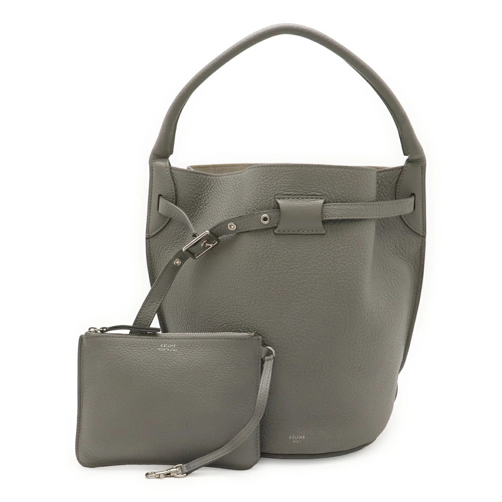 Celine Big Bag Bucket Shoulder Hobo Leather Gray Pouch
